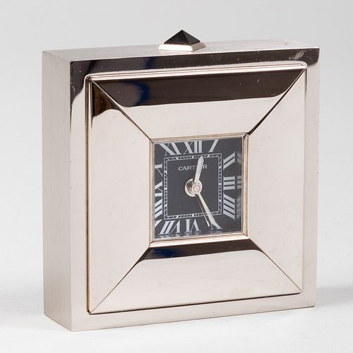 CARTIER STEEL DESK CLOCKSigned