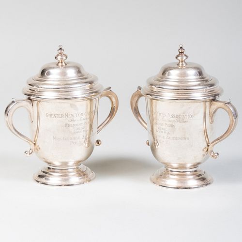 PAIR OF ENSKO SILVER HORSE RACING