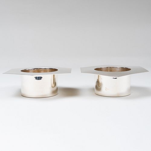 PAIR OF CARTIER SILVER CANDLESTICKSMarked