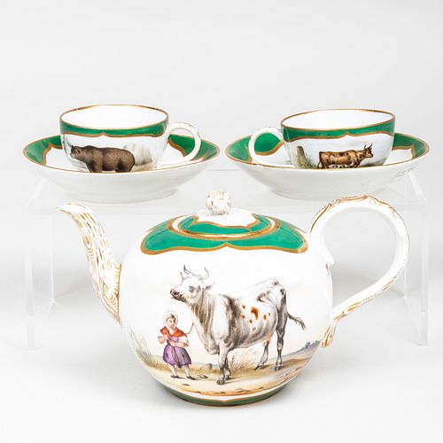 MEISSEN OUTSIDE DECORATED THREE PIECE 3b8510