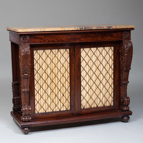 LATE REGENCY CARVED MAHOGANY AND