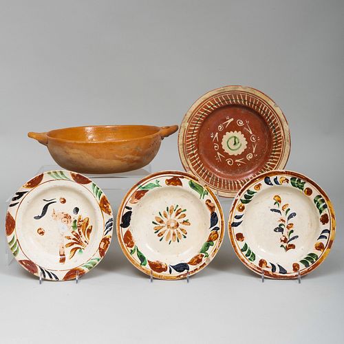 GROUP OF REDWARE DISHES PROBABLY 3b8606