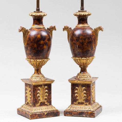 PAIR OF FAUX PAINTED MARBLE URN 3b8614