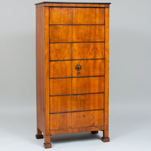 BIEDERMEIER ASH AND EBONIZED CABINET,