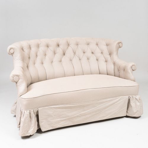 VICTORIAN STYLE TUFTED COTTON UPHOLSTERED