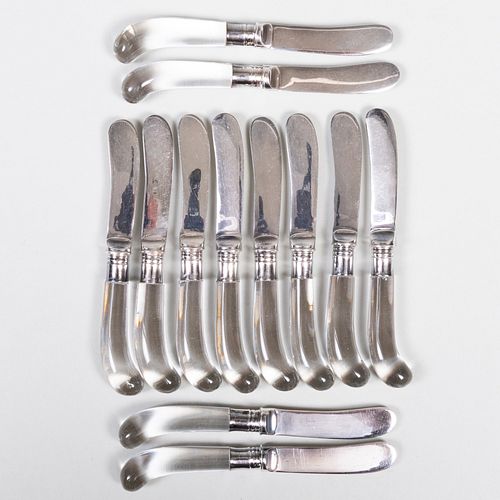 SET OF TWELVE SILVER PLATE AND 3b8668