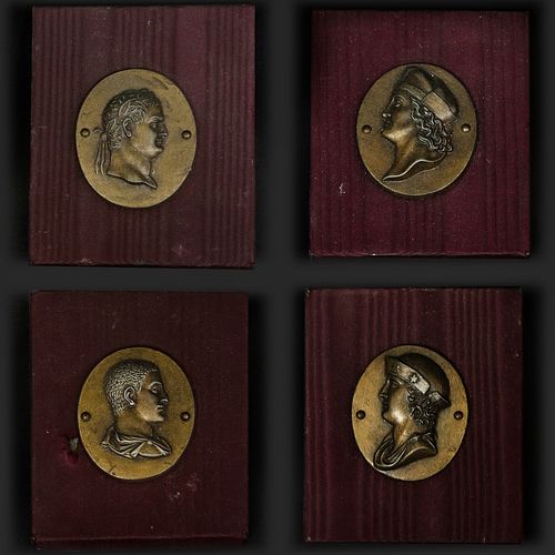 SET OF FOUR BRONZE PROFILE PORTRAIT