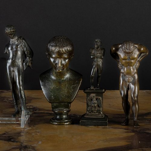 FOUR SMALL BRONZE FIGURAL TABLE 3b86ed