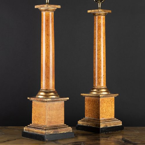 PAIR OF PAINTED AND PARCEL-GILT