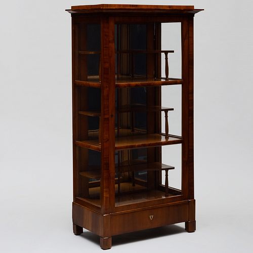 BIEDERMEIER WALNUT VITRINE CABINET,