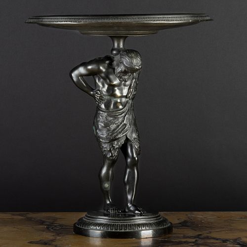 ITALIAN BRONZE HERCULES FORM TAZZA,