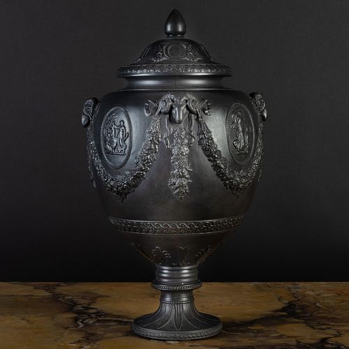 BLACK BASALT URN AND COVER PROBABLY 3b8779