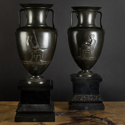 PAIR OF NEOCLASSICAL BRONZE URNS