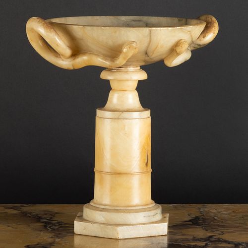 ALABASTER TAZZA WITH SNAKE HANDLES12 3b87a7