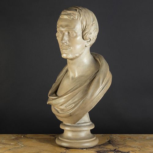 ENGLISH PAINTED PLASTER BUST OF 3b87d3