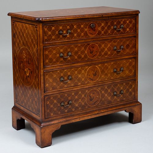 GEORGE III STYLE BURLWOOD AND FRUITWOOD