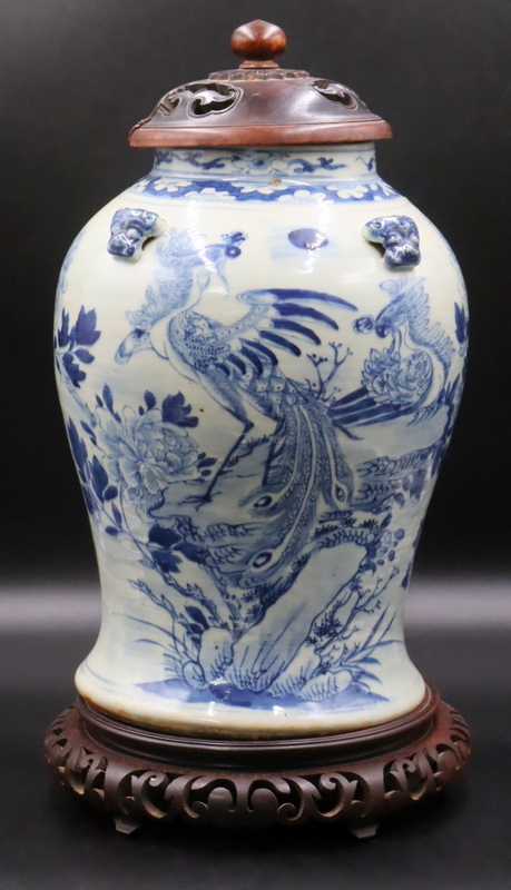 LARGE CHINESE BLUE AND WHITE PHOENIX  3b88c4