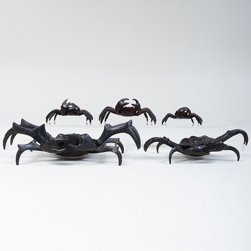 GROUP OF FIVE BRONZE MODELS OF