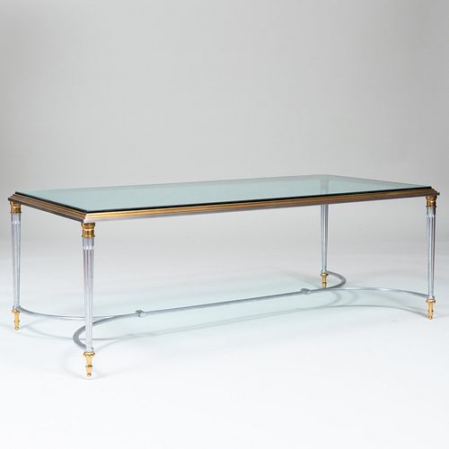 MODERN STEEL, GILT-BRONZE AND GLASS