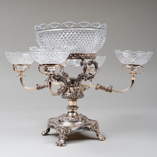 VICTORIAN SILVER PLATE AND CUT GLASS