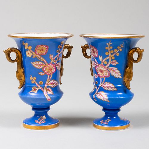 PAIR OF MINIATURE SPODE PORCELAIN