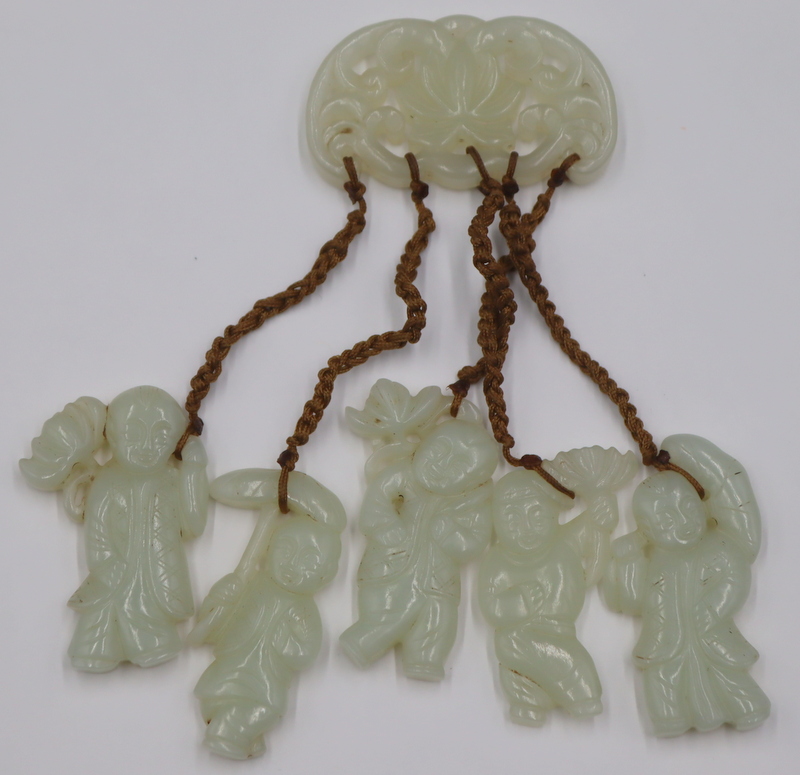 CHINESE CARVED JADE RUYI WITH (5)