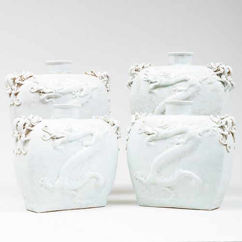 FOUR CHINESE CELADON GLAZED PORCELAIN