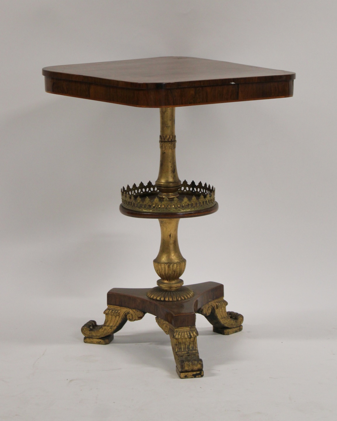 REGENCY ROSEWOOD CARVED & GILT DECORATED