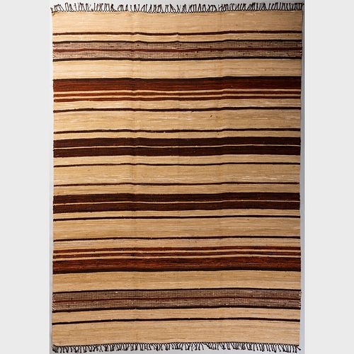 LARGE BROWN AND BEIGE STRIPED RAG