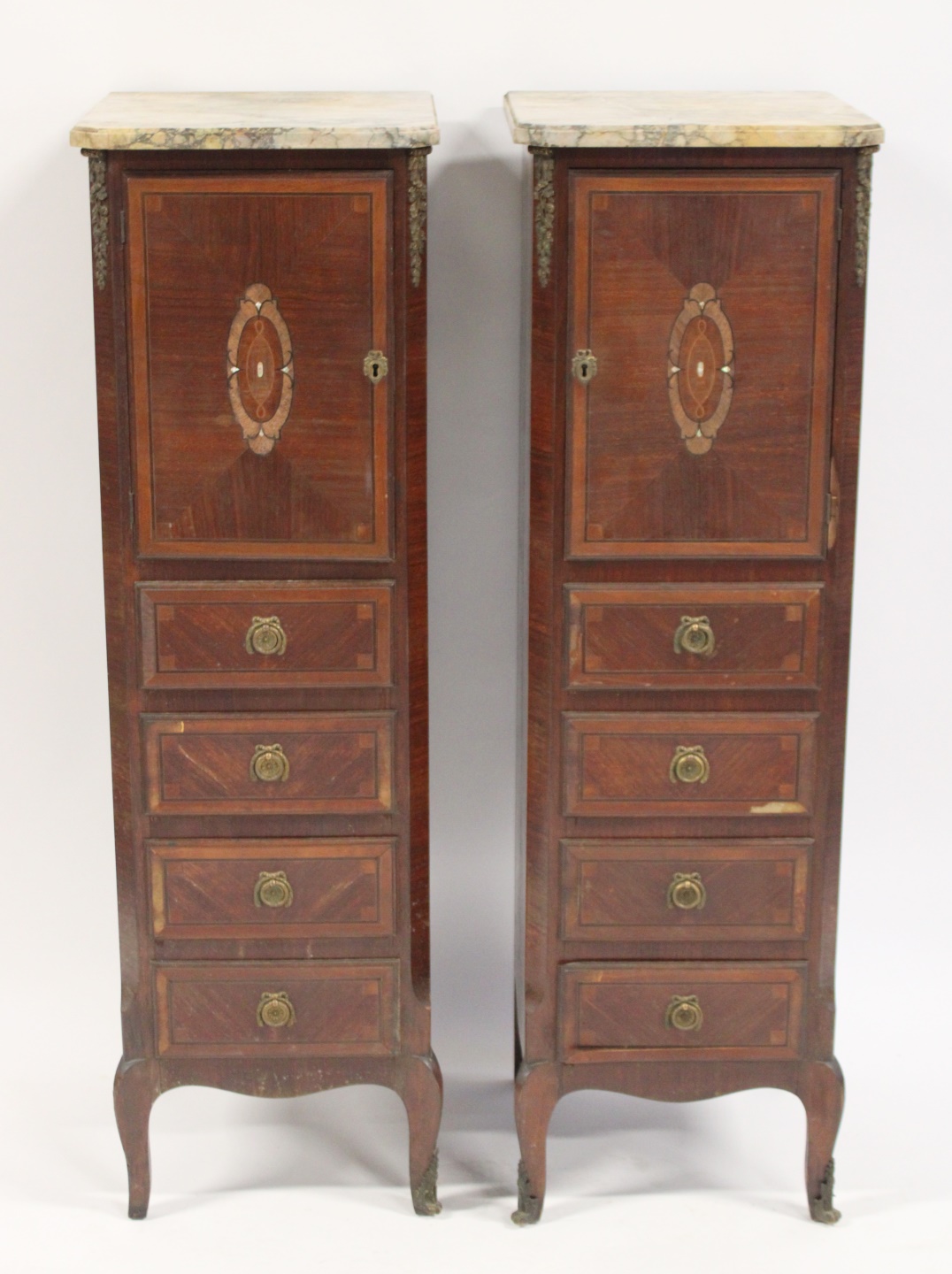 AN ANTIQUE PAIR OF TALL INLAID  3b89da