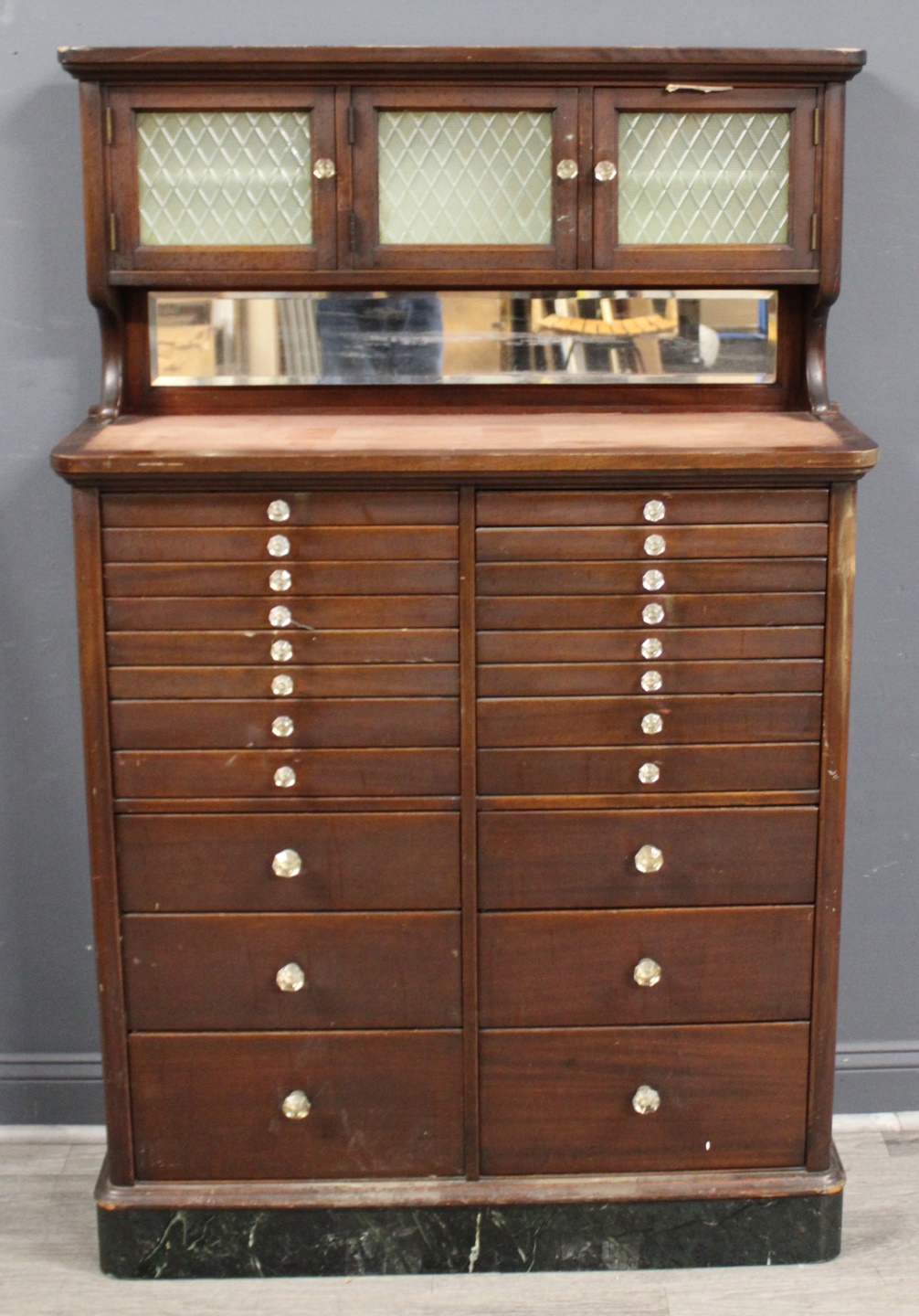 ANTIQUE MULTI DRAWER DENTAL CABINET.