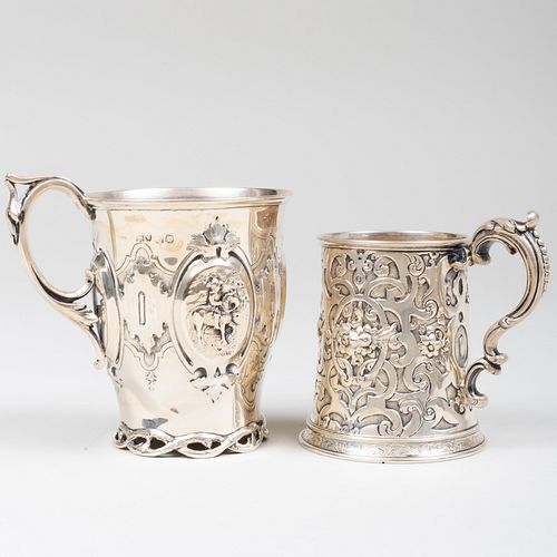 TWO VICTORIAN SILVER MUGSComprising:

A