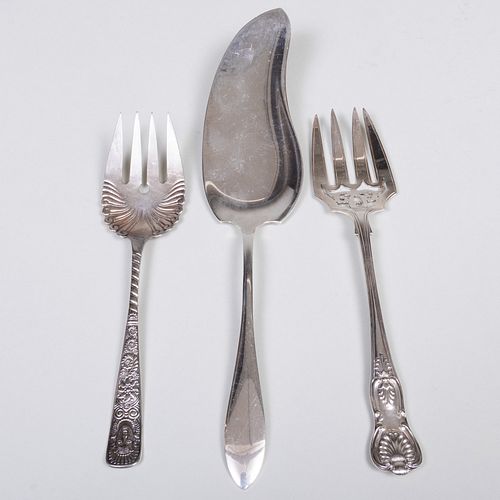 VICTORIAN SILVER SERVING FORK AND 3b8a3c