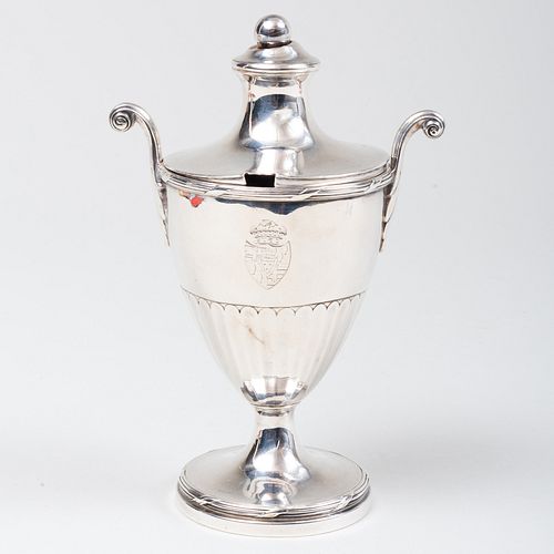 GEORGE III URN FORM CONDIMENT VESSELMarked