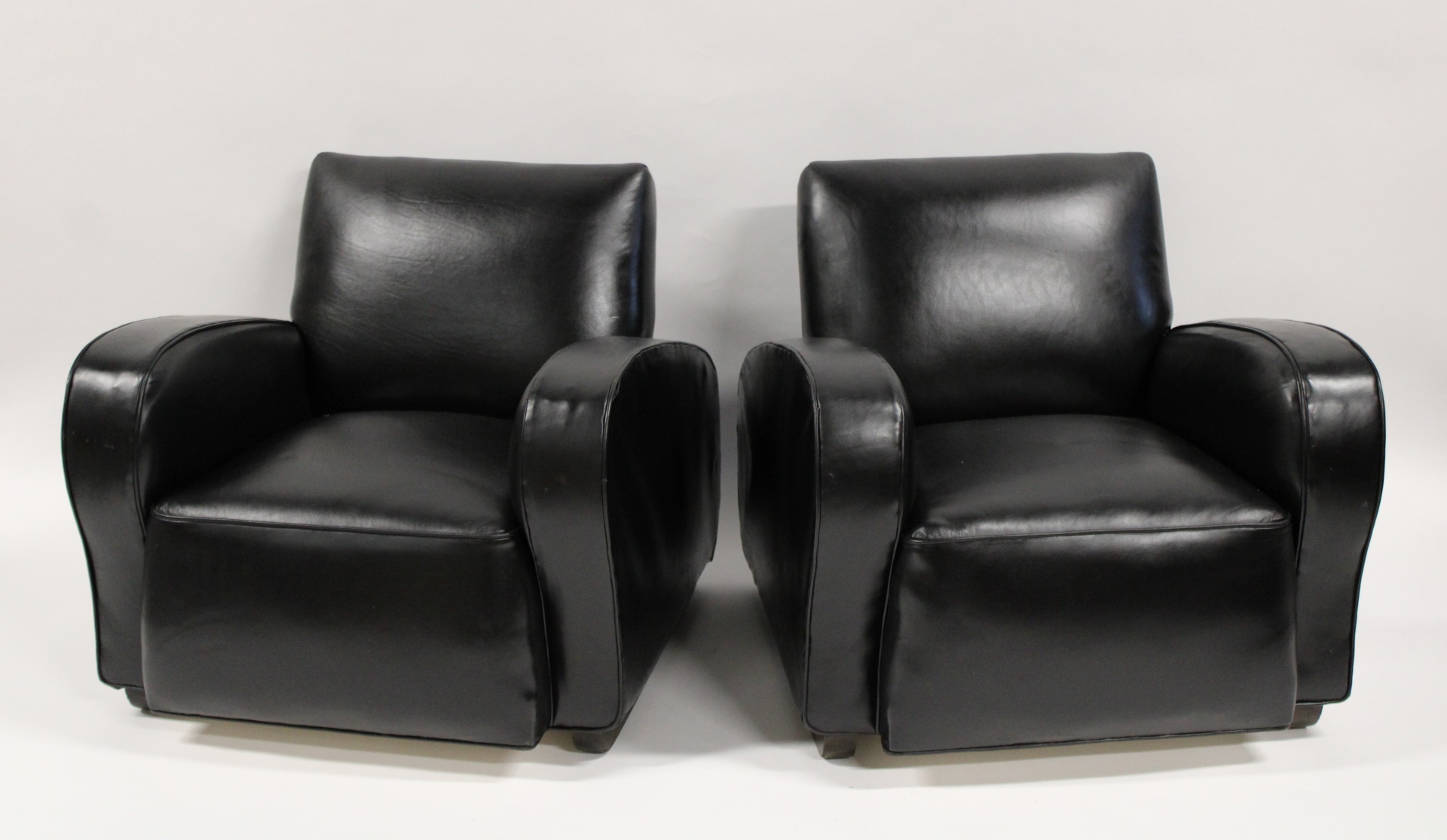 A PAIR OF ART DECO LEATHER UPHOLSTERED 3b8a6d