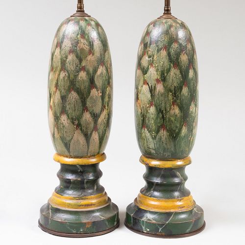 PAIR OF FAUX PAINTED 'ARTICHOKE'