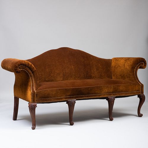 GEORGE III STYLE MAHOGANY AND VELVET