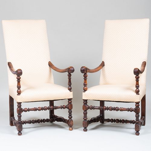 PAIR OF LOUIS XIV WALNUT TALL BACK