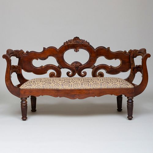 CONTINENTAL CARVED WOOD BENCH41 3b8b74