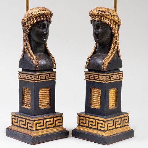 PAIR OF EGYPTIAN INSPIRED EBONIZED