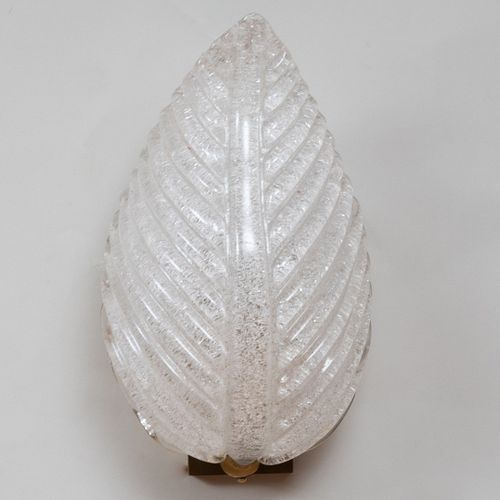 PAIR OF BAROVIER STYLE GLASS LEAF