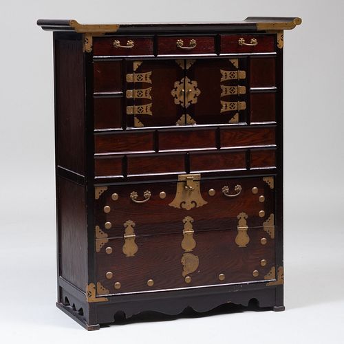 KOREAN STAINED WOOD TANSU CHEST36