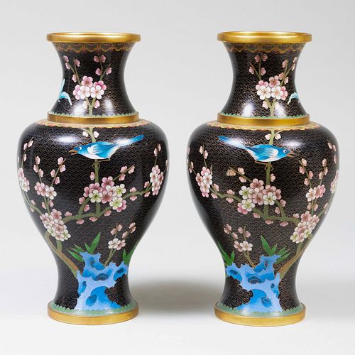 TWO MODERN CHINESE CLOISONNE BALUSTER