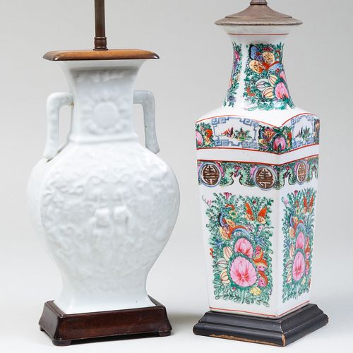 TWO CHINESE PORCELAIN VASES MOUNTED