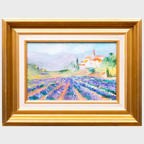 20TH CENTURY SCHOOL LAVENDER FIELDSOil 3b8c46