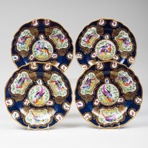 SET OF FOUR ENGLISH PORCELAIN BLUE