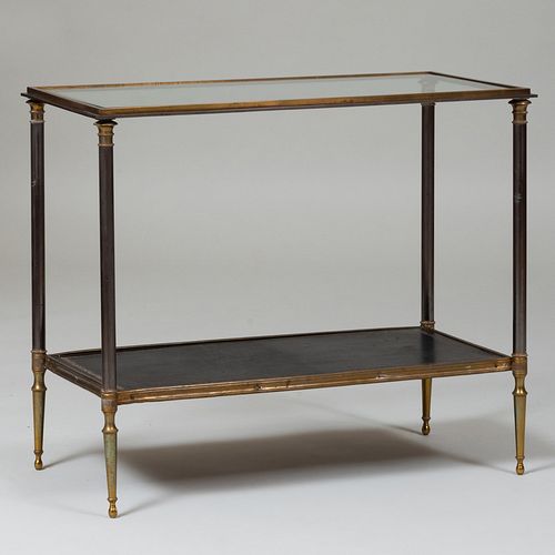 POLISHED STEEL AND BRASS TWO TIER SIDE