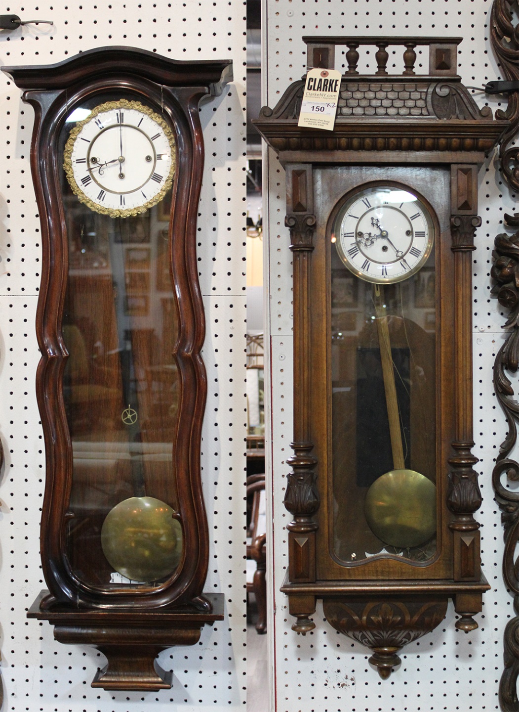 2 ANTIQUE REGULATOR CLOCKS. From an