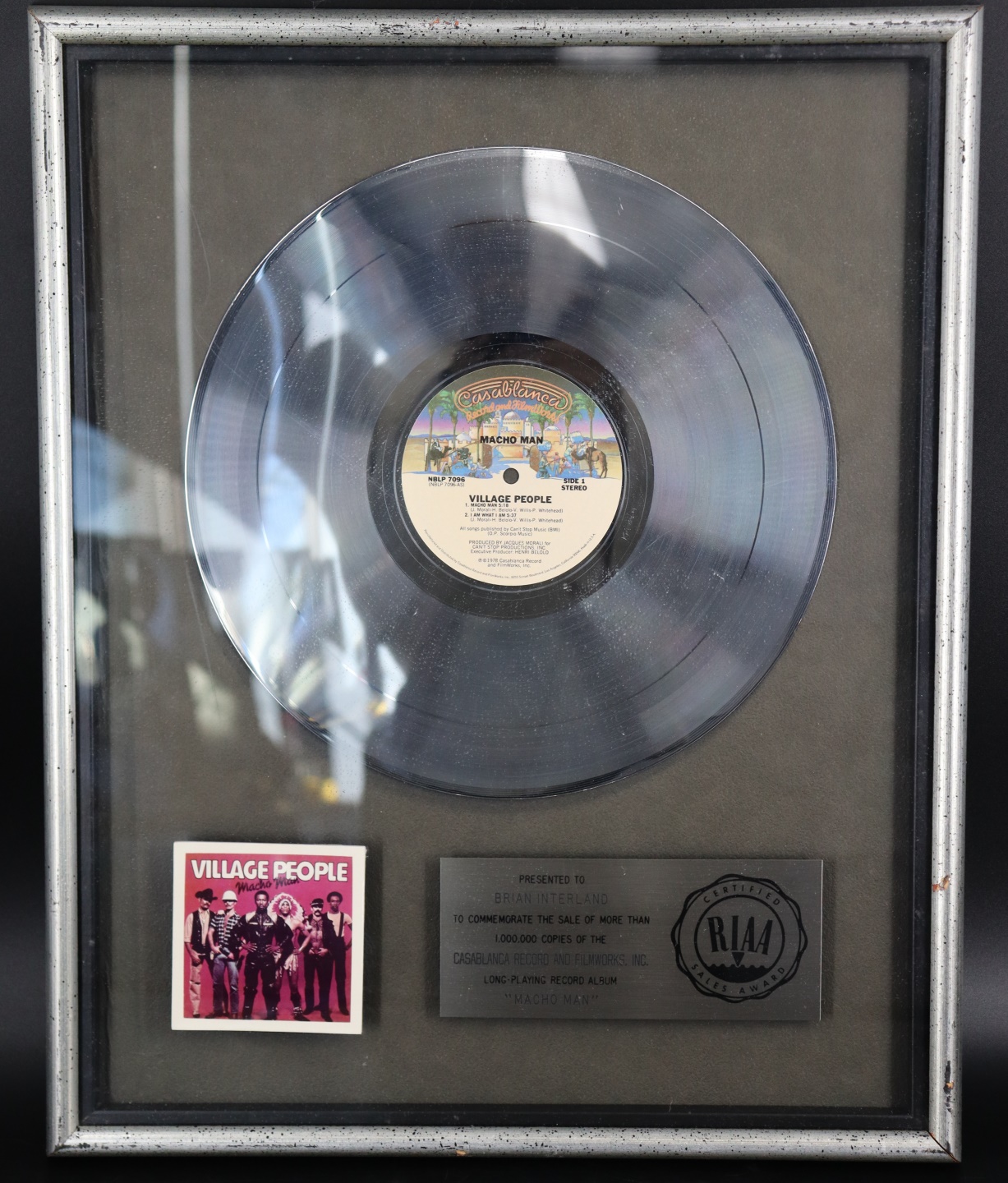 PLATINUM RECORD AWARD VILLAGE PEOPLE 3b8cde