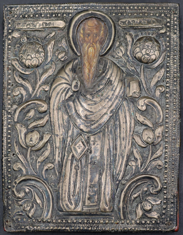 SILVER ANTIQUE PAINTED ICON WITH 3b8cfd